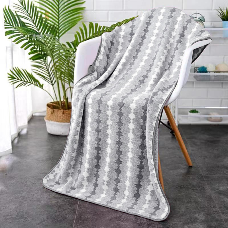 Soft Thick Absorbent Large Bath Towel For Bathroom, Quick Drying Polyester Towel For Home And Gift, 55.1x27.5in Gray, Gray