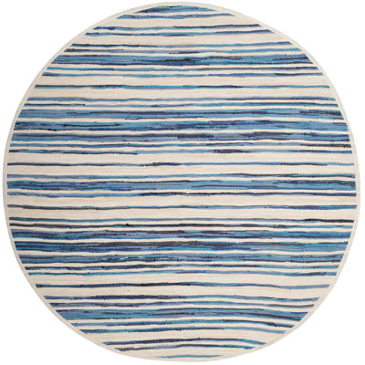 Brogun Handwoven Cotton Ivory/Blue Area Rug