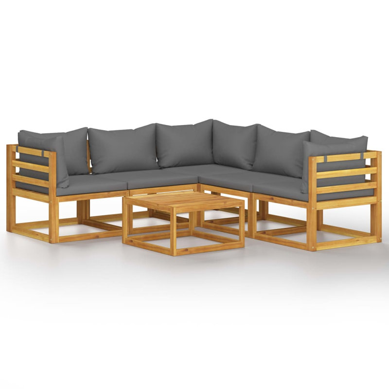 Ensemble de salon de jardin en bois massif gris foncé de style moderne, Gris