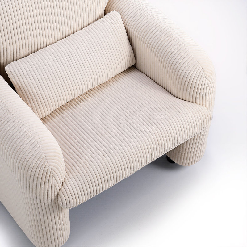Paula 33''W Modern Corduroy Arm Chair with Removable Pillow, Beige