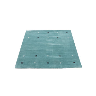 Handwoven Wool Gabbeh Uni Turquoise Rug