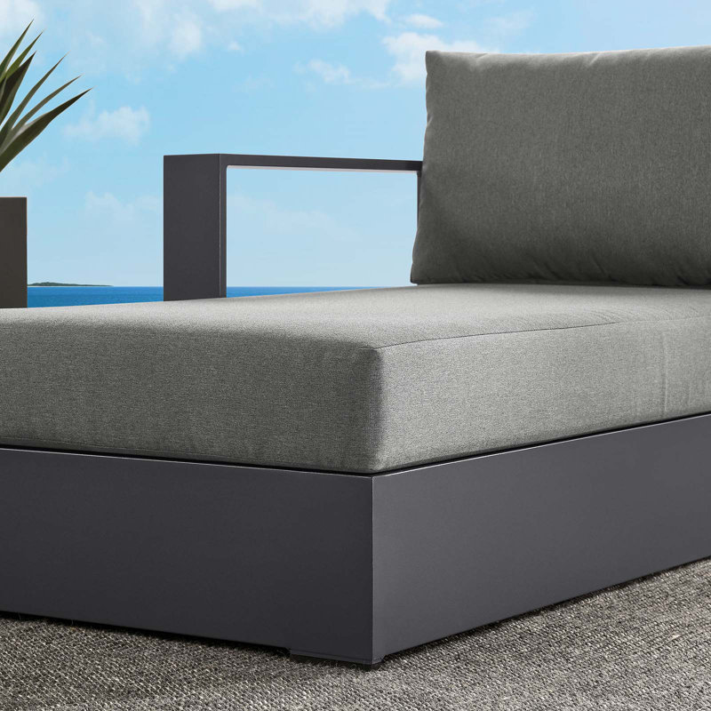 Gray Charcoal Aluminum Outdoor Chaise Lounge with Cushions