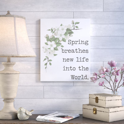 « spring respirs new life », art textuel sur toile tendue