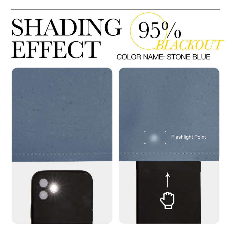 Blackout Curtain Light & Noise Reducing Room Darkening Drapes for Bedroom/Living Room/Kitchen, 2 Pieces, 42" W x 70" L