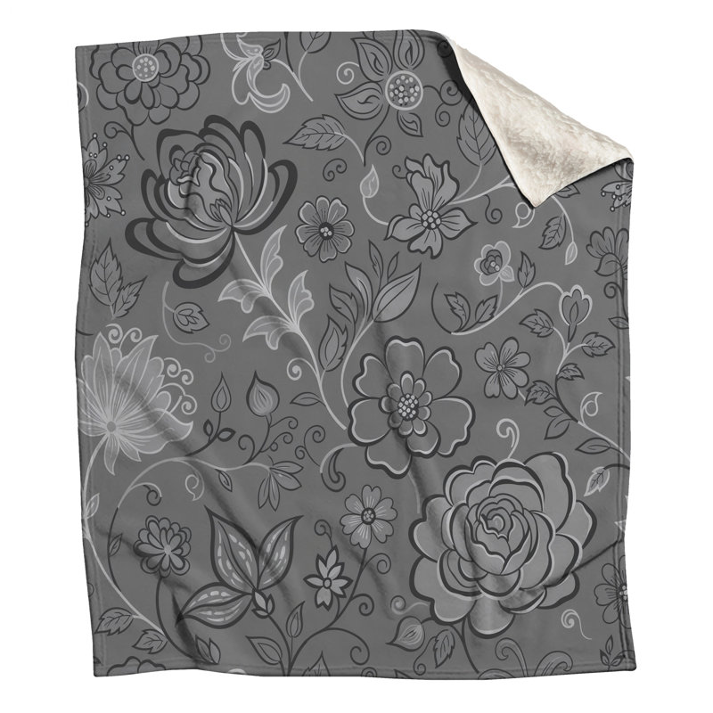 Couvertures à motif floral gris, 60in W x 80in H