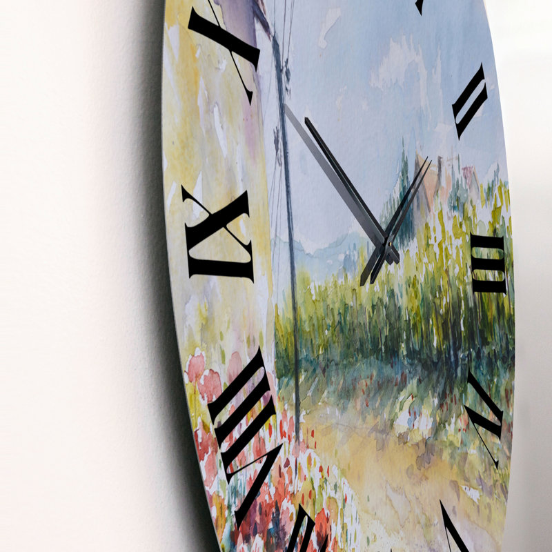 Poppy Flowers by a Countryside Road - Country Wall Clock, Large