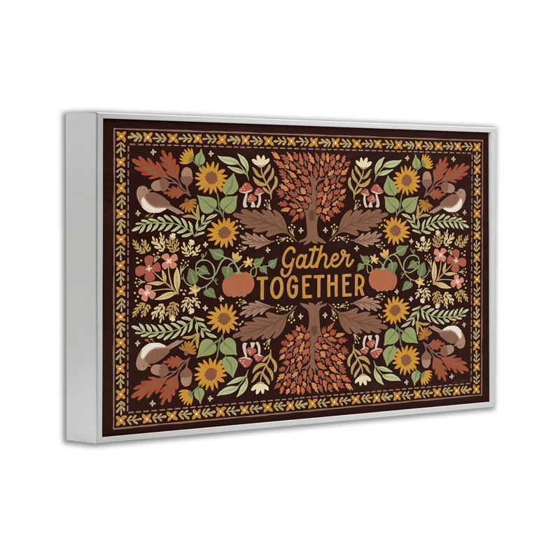 «Gather Together on Brown», estampe numérique par Laura Marshall, Estampe numérique encadrée blanc bord de mer