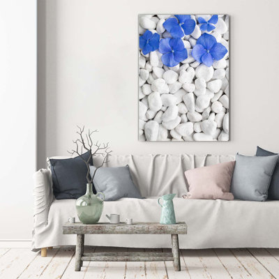 Hydrangea Stones - Wrapped Canvas Print