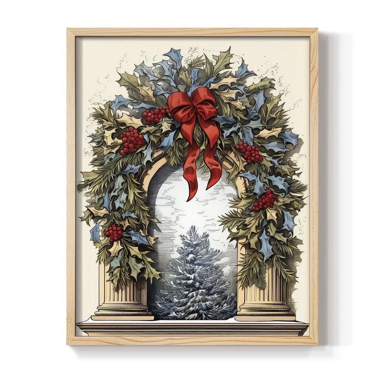 «Christmas Holiday Art CDL III», reproduction encadrée - bois massif, Naturel, H 11 po x l 9 po