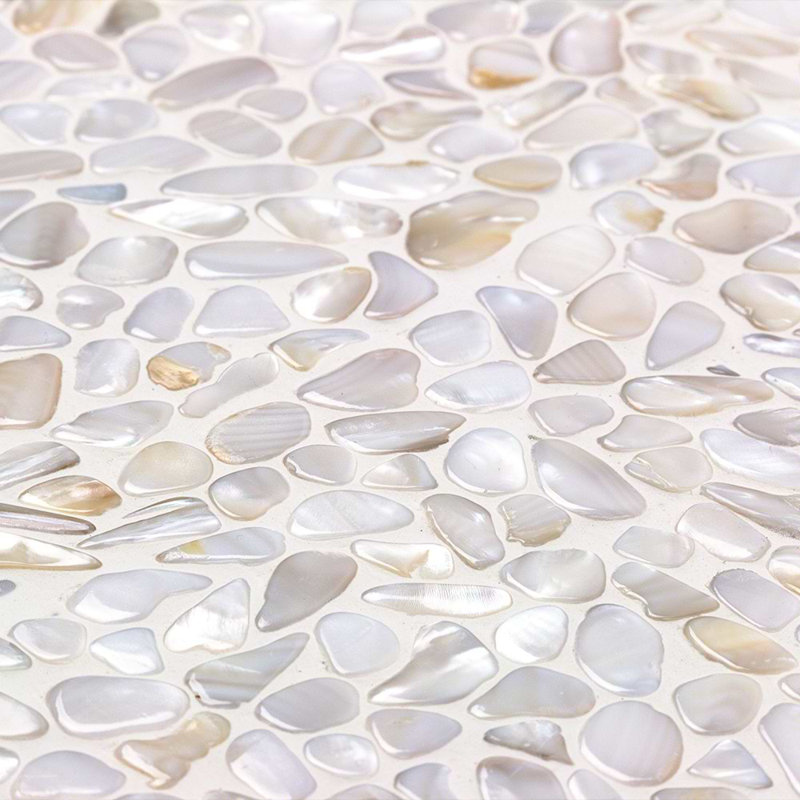Oyster 12x12 Pebbles Polished Pearl Mosaic Tile