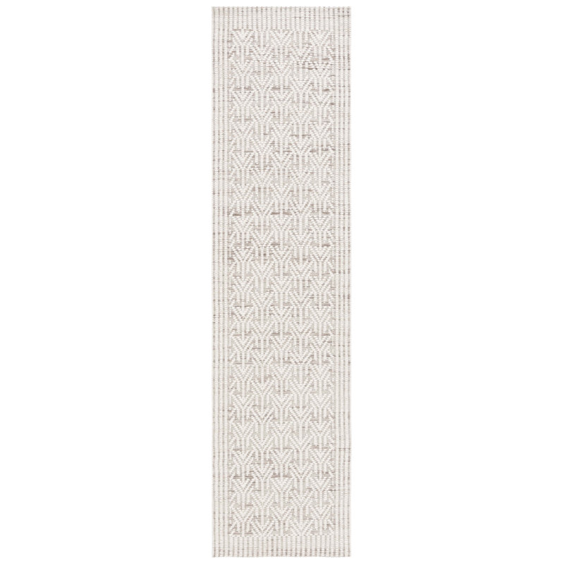 Manya Abstract Handwoven Wool/Polyester Area Rug in White, Runner 2'3" x 9'