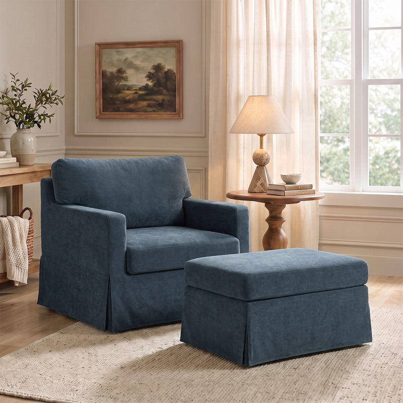 Fauteuil surdimensionné avec repose-pieds avec repose-pieds 44 po Cario, Marine