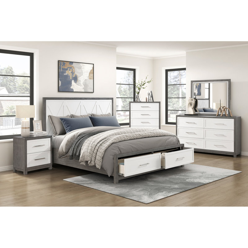 Commode gris ivoire, commode à six tiroirs