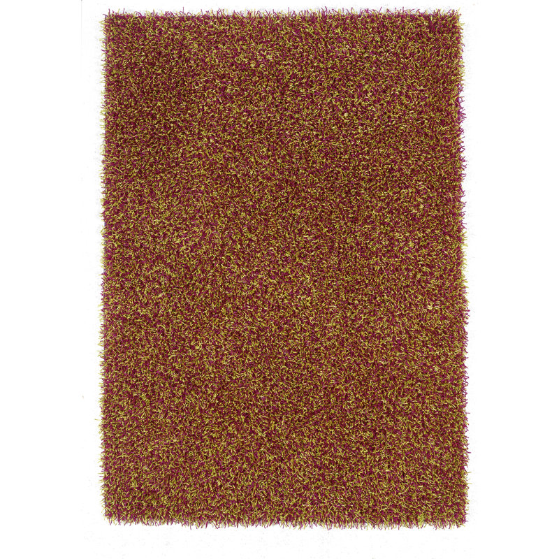 Tapis orange à poils longs fabriqué à la main, Rectangle 8 pi x 10 pi