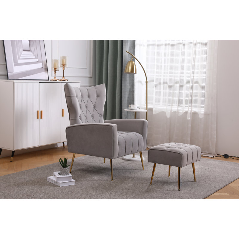 Fauteuil d'appoint avec repose-pieds Wickham Polperro, Gris
