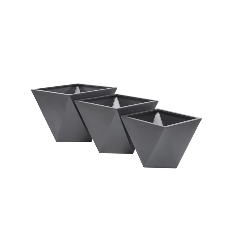 Ensemble de 3 boîtes à fleurs en fer Esma, gris