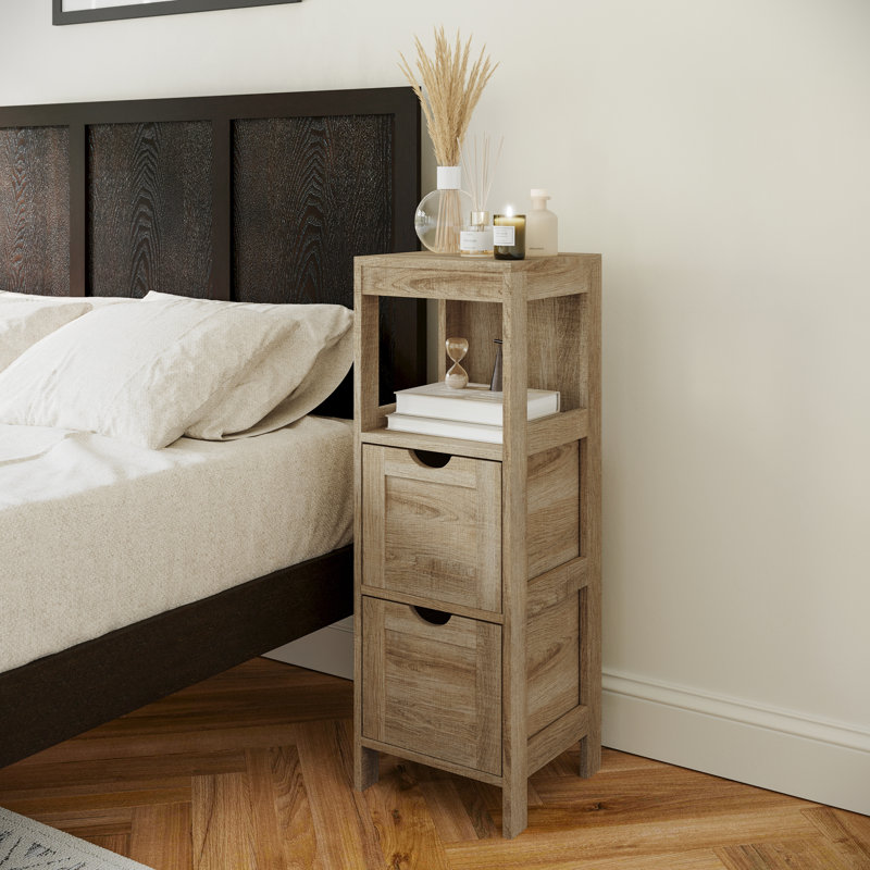 Dune Farmhouse Bathroom Storage Organizer with Drawers and Open Shelf, Natural