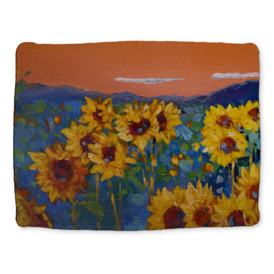 Blue Botanical Sunflowers by Dawn Braided Polyester Placemat