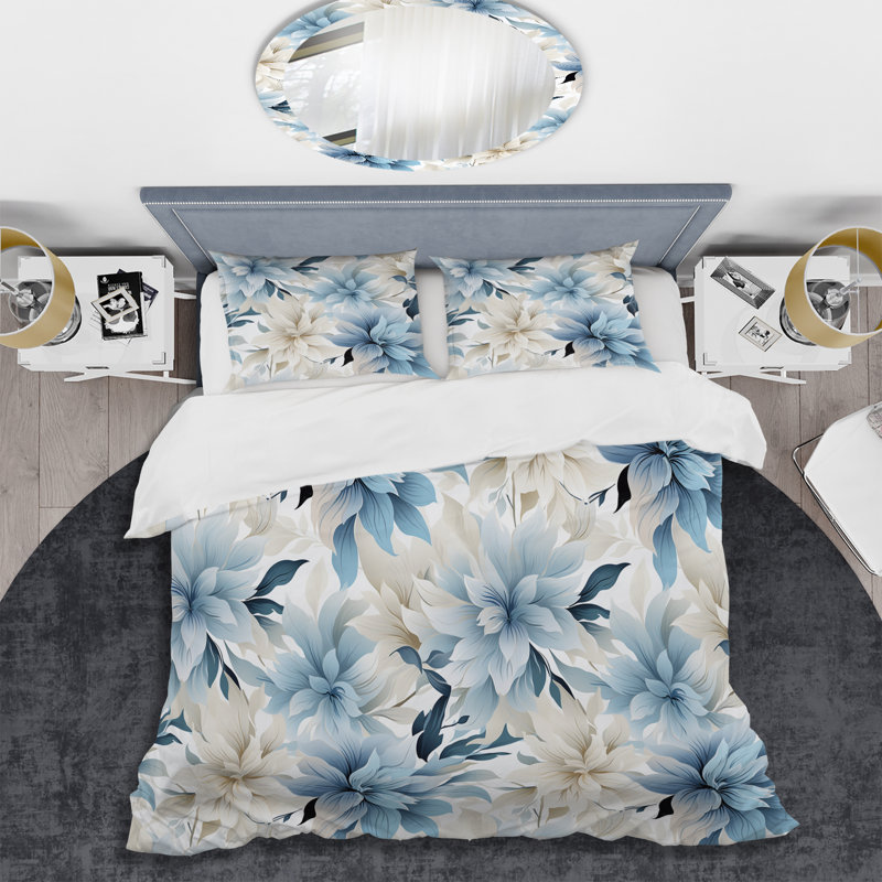 Ensemble de housse de couette Ethereal Neutrals I - Floral - microfibre de polyester