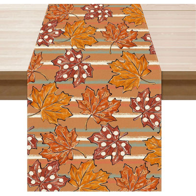 Fall Rustic Maple Leaves Table Runner Table Decoration For Kitchen Dining Dinner Autumn Home Decor 13X72 Inch