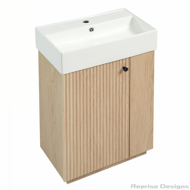 Meuble-lavabo de 21,6 po avec lavabo en céramique, porte de gauche