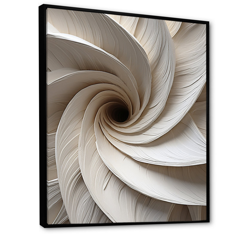 «White Minimalisme Spiral Poteries» - art mural abstrait à grandes spirales, H 40 po x l 30 po x P 1,5 po