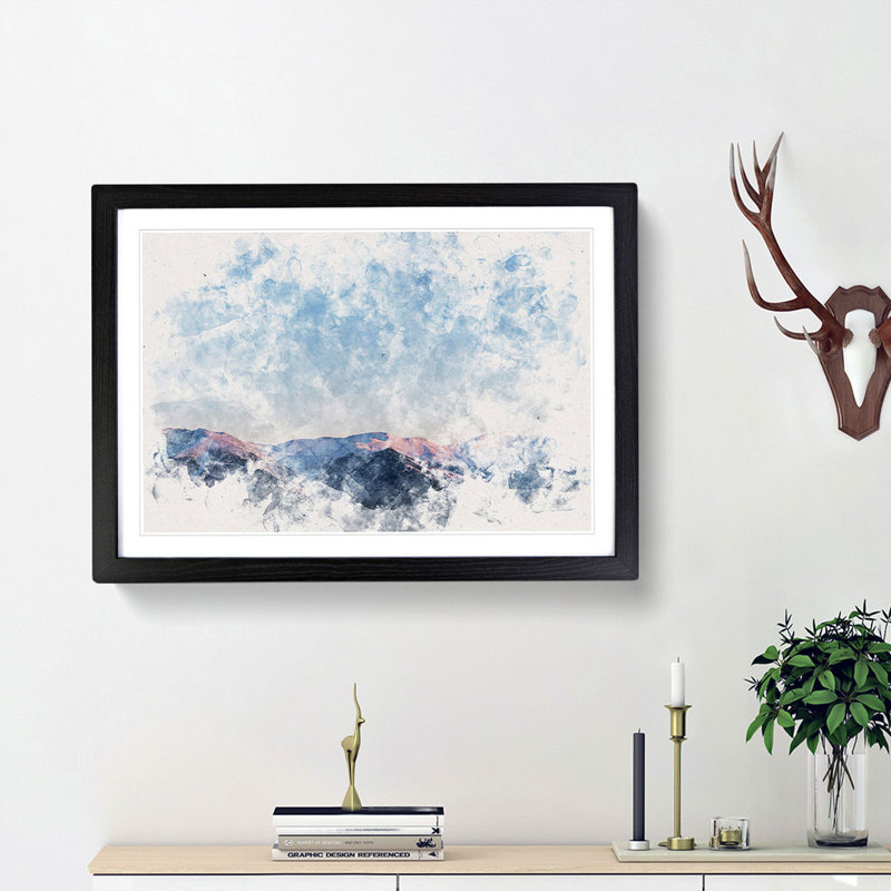Mountain Horizon in France - Framed Print, 45cm H x 63cm W x 2cm D, Black Framed