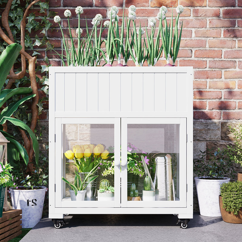 Cold Frame Greenhouse With Wheels For Outdoor Indoor Use, White