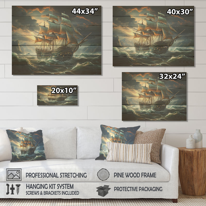 Pirate Ship Legacy I - pirate sur bois, H 30 po x l 40 po