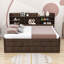 Base de lit en bois avec matelas et tablettes intégrées, trois tiroirs de rangement et un lit gigogne-983863272-925802127