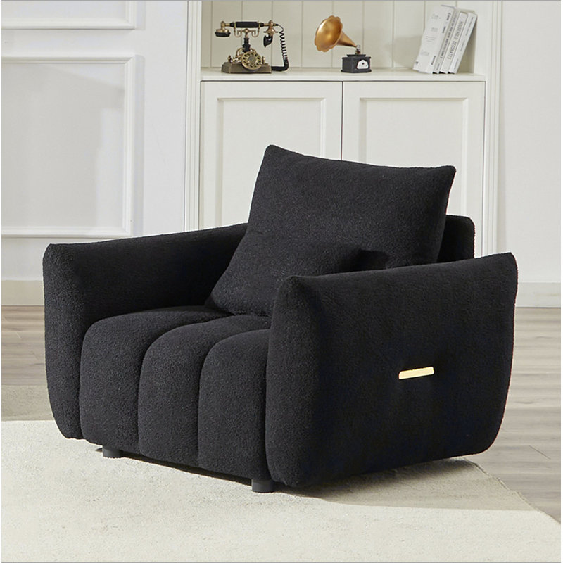 Canapé en peluche MH36,8 po, méridienne moderne pour appartement, bureau, salon et chambre à coucher, Noir