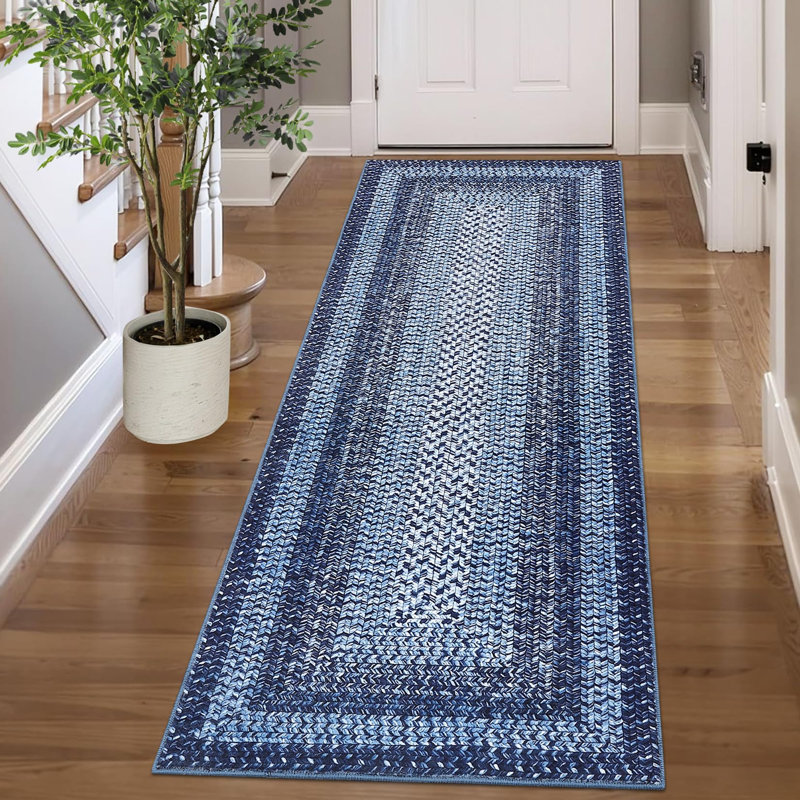  Rug Braided Pattern on it Washable Rugs 2x6 Hallway Runner Non Slip Kitchen Rugs Non Shedding Entryway Rug Stain Resistant Carpet for Bath Laundry Room