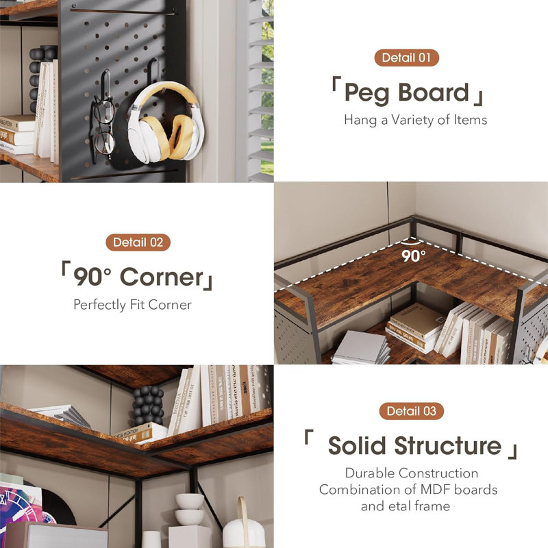 Bibliothèque industrielle 17 étages à 5 niveaux avec bibliothèque en bois et métal