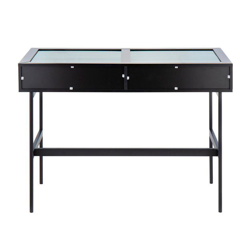 Emery Contemporary Console Table, Steel, and Glass Top by LumiSource, Black
