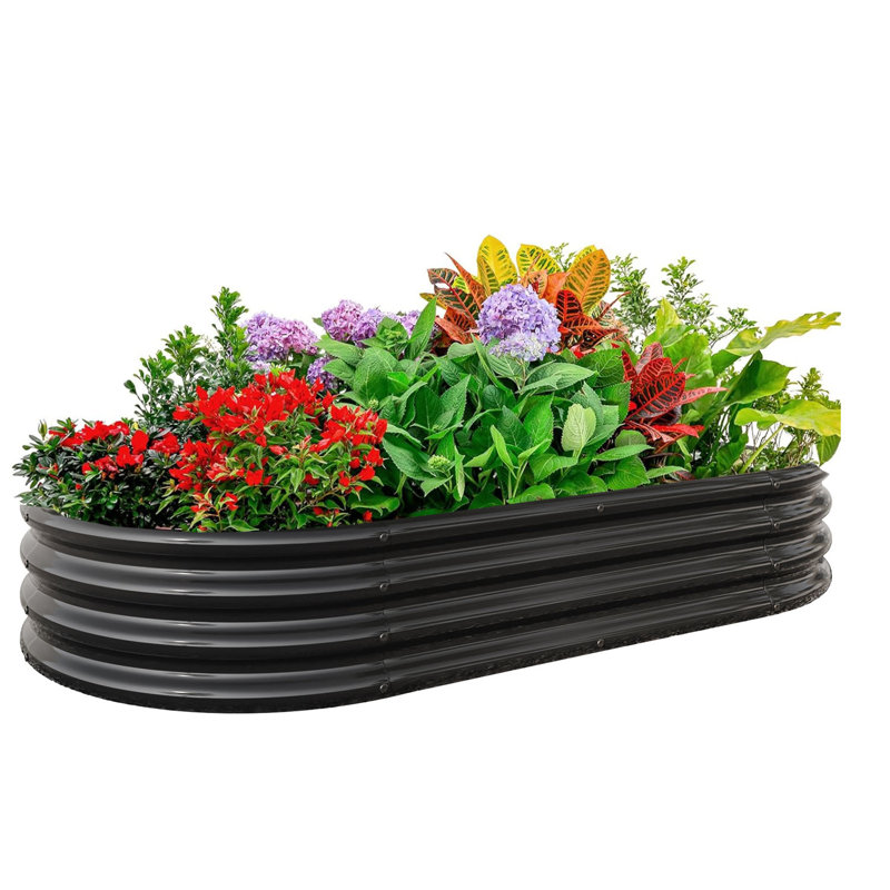 Lit de jardin surélevé en métal Brewerton, H 11,4 po x l 89 po x P 44,6 po, Noir