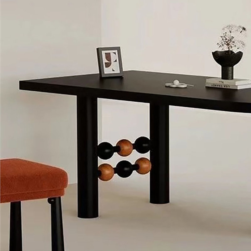 Black Half-Moon Solid Wood Dining Table, 29.5"H x 63"L x 27.86"W