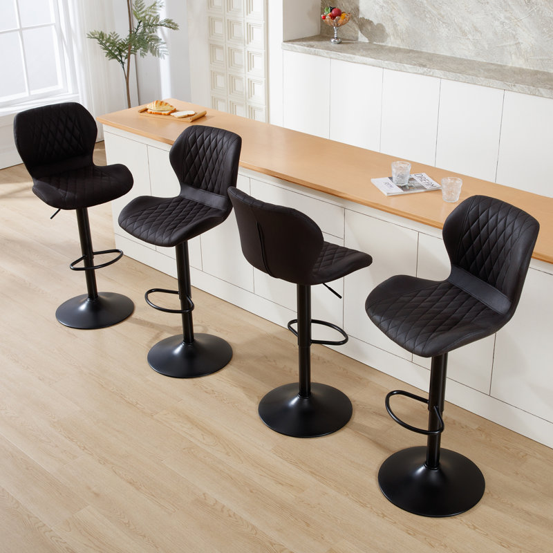 Tabouret de bar pivotant à hauteur réglable, 4, Noir