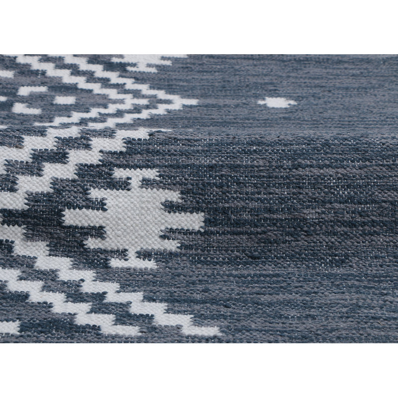 Moroccan Area Rug in Dark Navy, Rectangle 10' x 14'