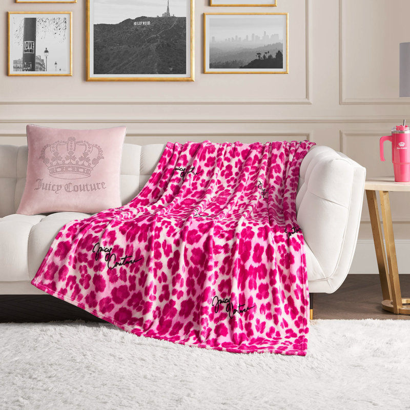 Juicy Couture Regent Leopard Throw Blankets, Pink