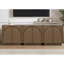 Buffet Mid-Century moderne brun, rangement en bois de salon avec portes arquées et finition chêne, installation simple, armoire l 30,5 po x P 16,5 po, buffet pour la conception de l'armoire, facile à assembler,