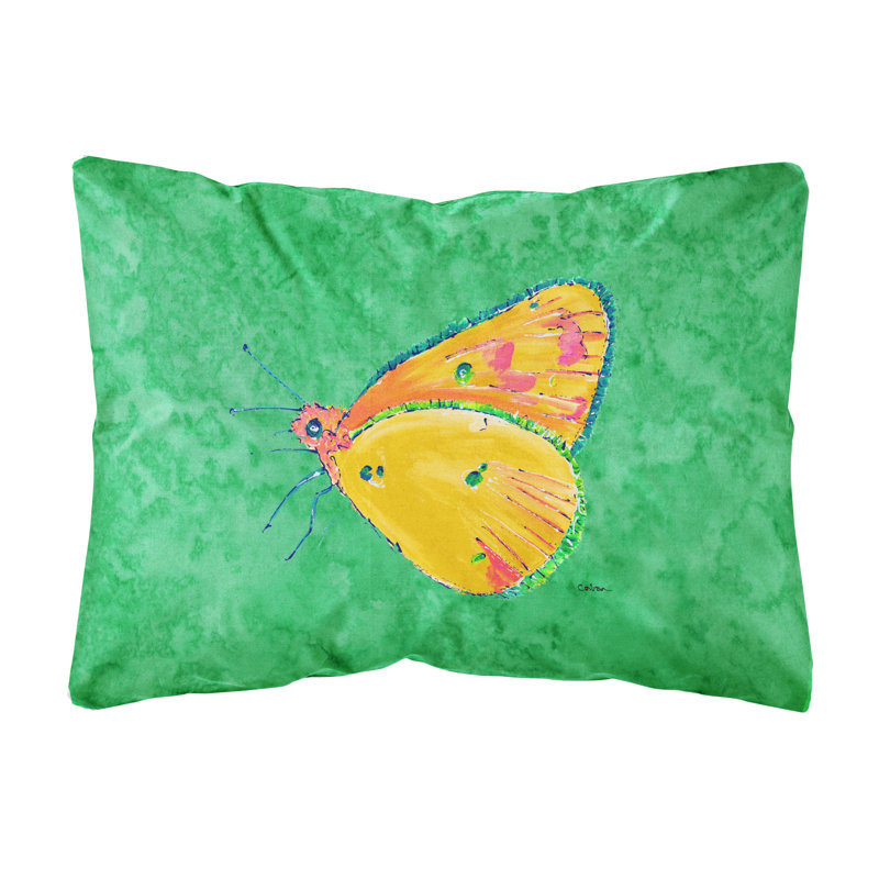 Coussin décoratif intérieur/extérieur vert papillon