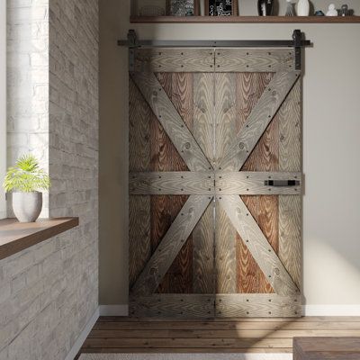 Coast Sequoia 84"H Embossing Bi-Fold Barn Door With Sliding Hardware Kit
