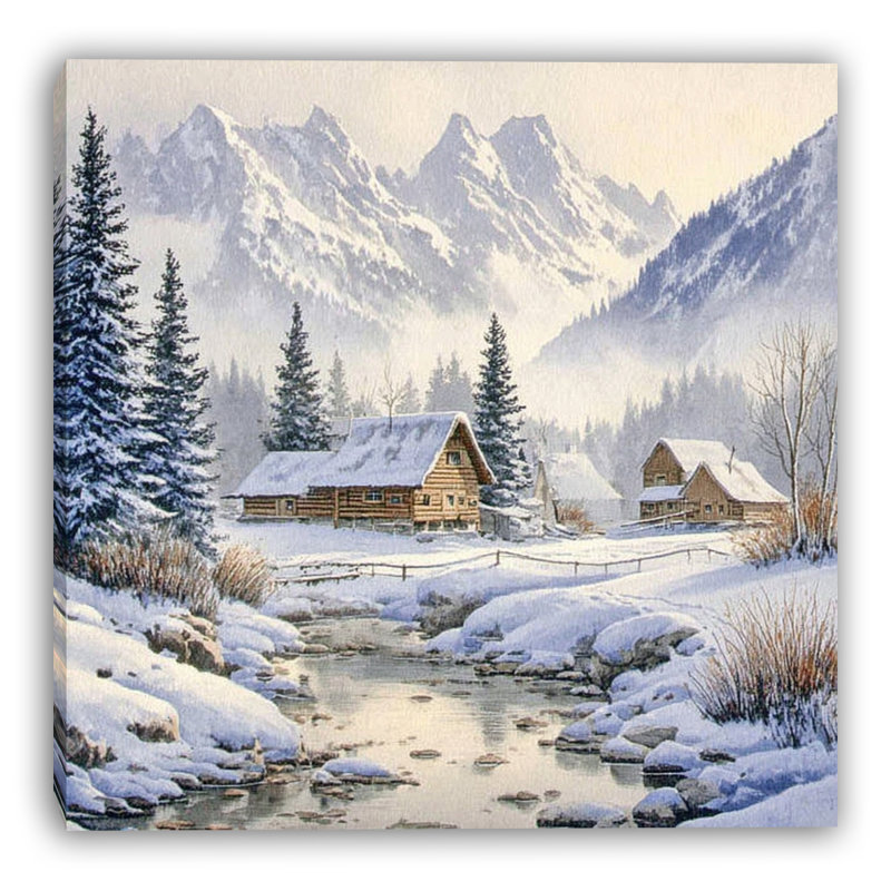 «Valley Lodge at Dawn», art mural sur toile tendue, H 30 po x l 30 po