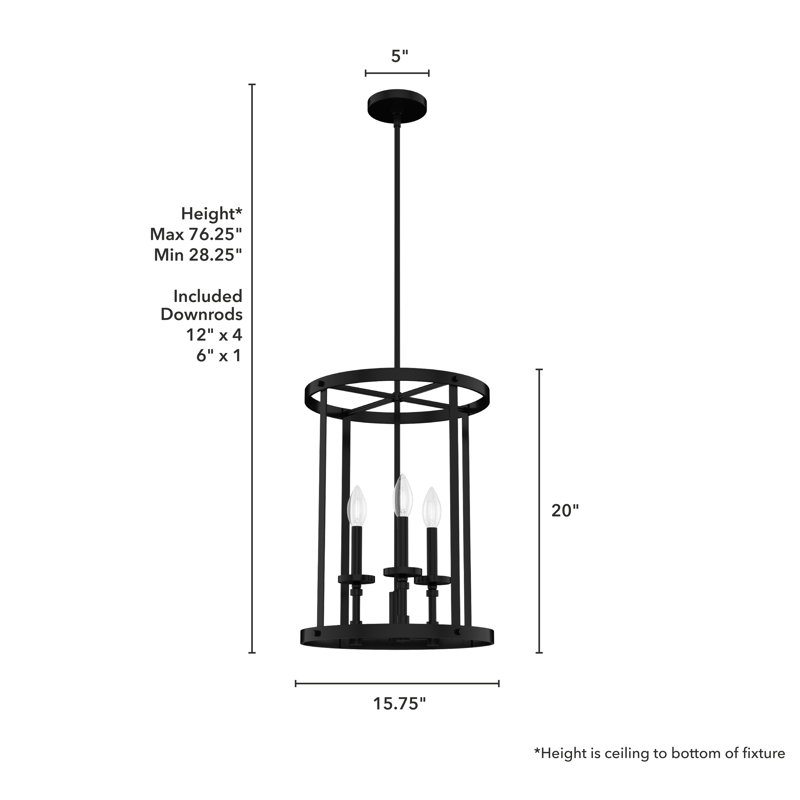 Plafonnier lustre à 3 lumières Hunter Briargrove, Noir mat