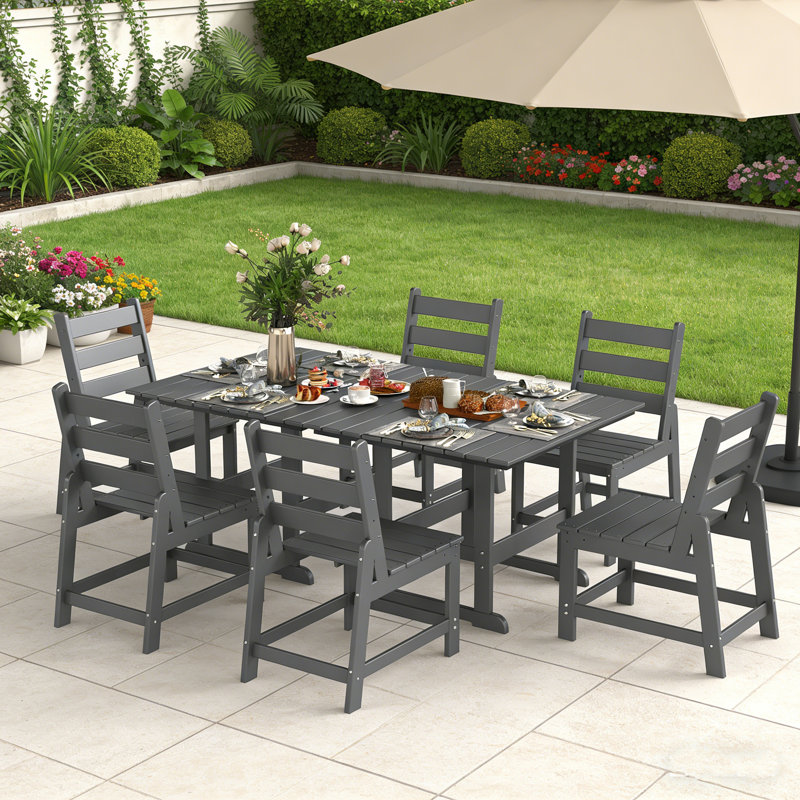 All Weather 7-Piece-Outdoor-Table-And-Chairs, Gray
