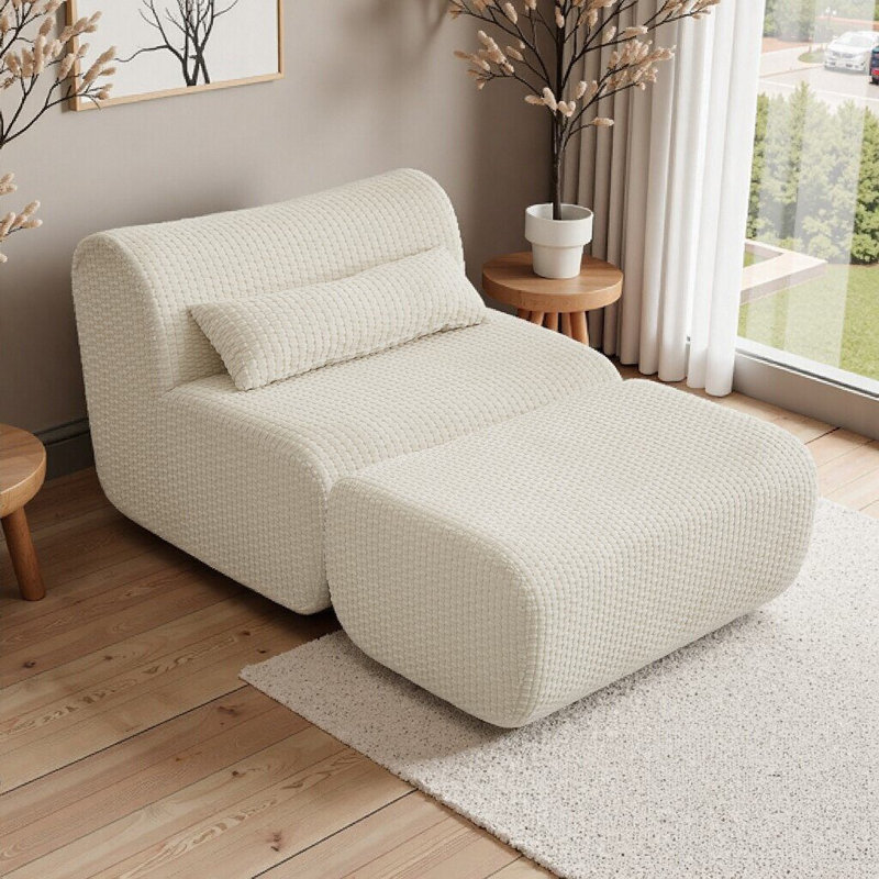 Canapé moelleux inspiré des nuages avec support à ressorts ensachés, tissu en velours côtelé durable, aucun assemblage requis