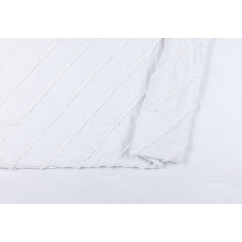 Full White Cotton Chenille Chevron Comforter Set