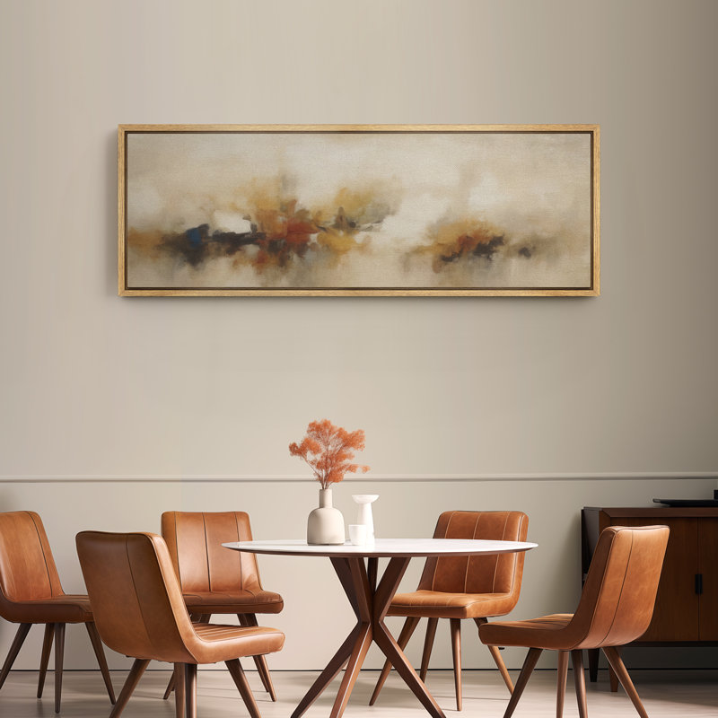 Grande impression sur toile encadrée, reproduction abstraite pour décoration intérieure moderne, H 20 po x l 60 po, Naturel