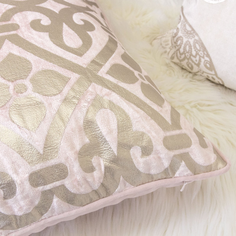 Trumbull Godines Velvet Throw Pillow, Blush