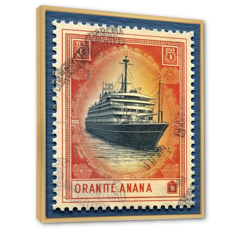 Impression sur toile rétro Vintage Stamo RMS Titanic, Cadre naturel flottant, H 44 po x l 34 po x P 1,5 po